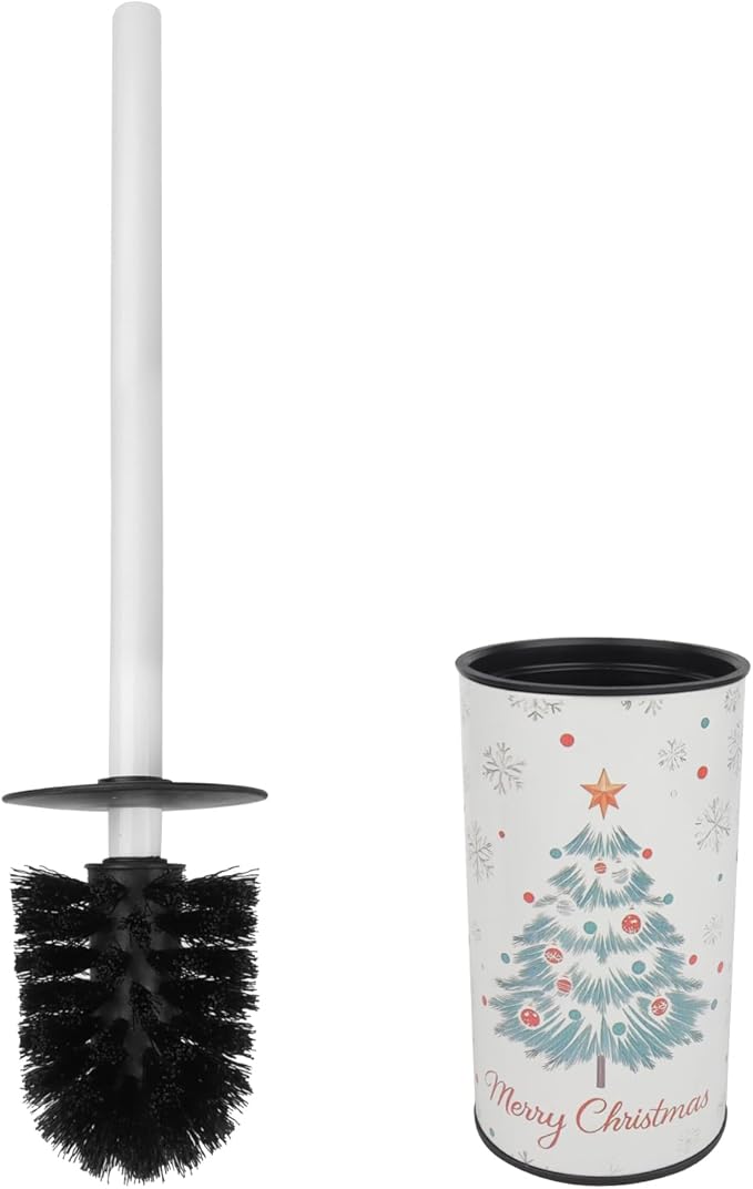 Toilet Brush and Holder Set, Stainless Steel, Round Base and Long Handle for Bathroom Deep Cleaning, Drip-Proof, Space Saving for Storag