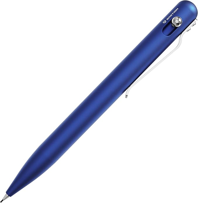 BASTION® Luxury Mechanical Pencil, Professional Lightweight Medium Point Aluminum Pencil for Birthday Gift includes 20 x 0.77mm Lead Refills - Blue