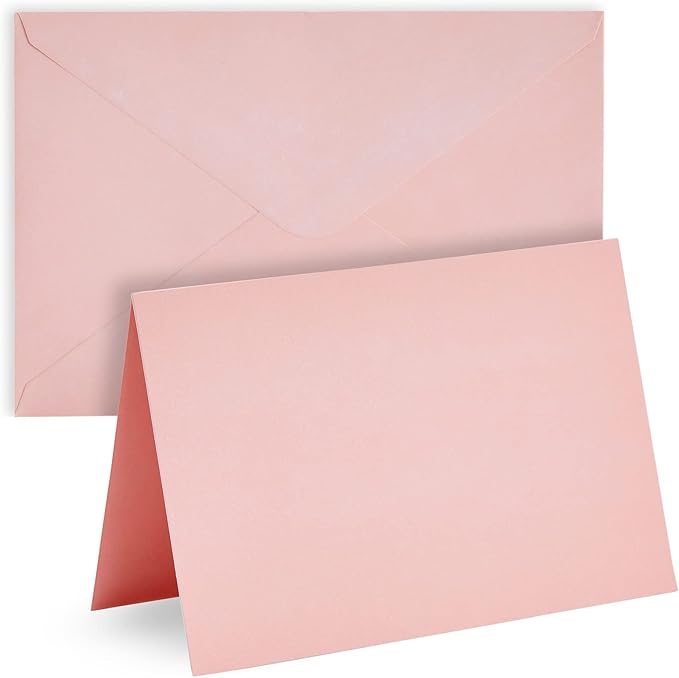 Sustainable Greetings 4x6 Blank Cards & Envelopes - Printer-Friendly Designs & Card Making Supplies - Secure-Seal Pink & Mailing Envelopes - Versatile Invitations - 48 Pack, 4 x 6 in, Pink