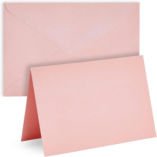 Sustainable Greetings 4x6 Blank Cards & Envelopes - Printer-Friendly Designs & Card Making Supplies - Secure-Seal Pink & Mailing Envelopes - Versatile Invitations - 48 Pack, 4 x 6 in, Pink