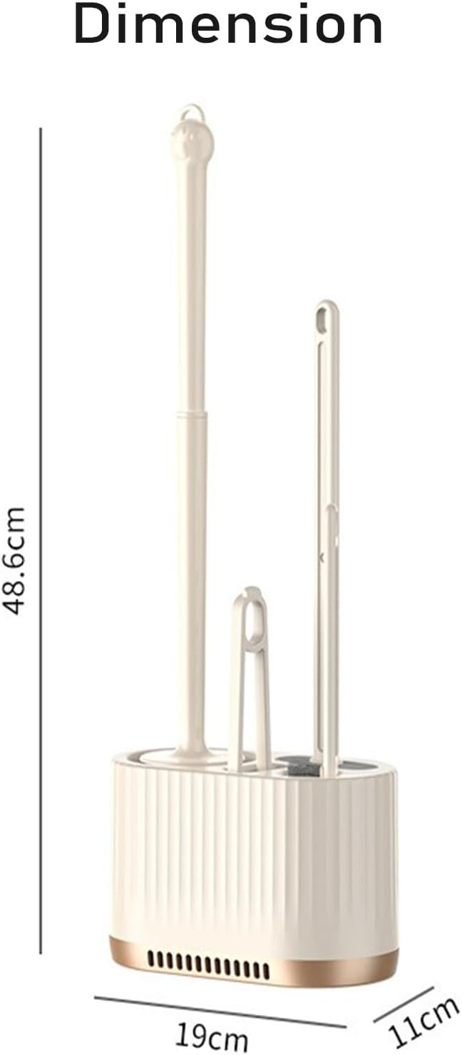Basaza Toilet Brush and Holder Set Toilet Bowl Cleaning Brush and Holder for Bathroom 4 in 1 Beige Toilet Bowl Cleaner Brushes & Holders Bathroom Accessories Floor Standing or Wall Mounted