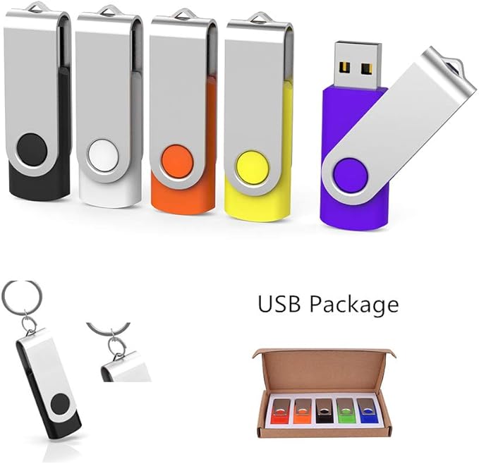 Aiibe 5 Pack 32 GB Flash Drive 32GB USB Flash Drive USB 2.0 Memory Stick Thumb Drive 32GB Multi Pack USB Drives (32G, 5 Mixed Colors: Black Red Yellow White Purple)