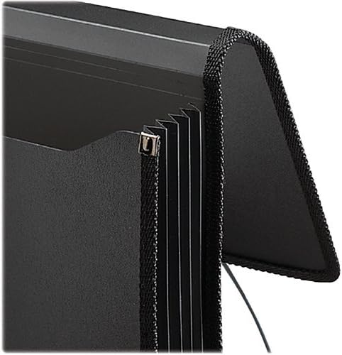 Smead Poly Wallet, Accordion File Organizer for File Folders, Letter Size, Black, 5-1/4 inch Expansion, Office Supplies, Document Organizer (71500)