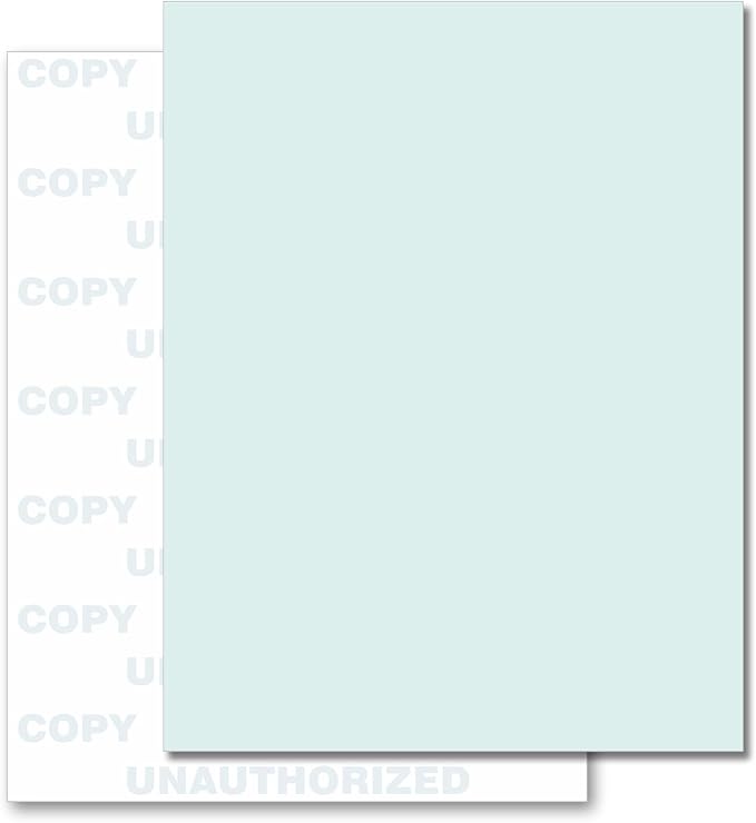 NextDayLabels Green Security Paper – Multi-Purpose – UNAUTHORIZED COPY – Fraud Prevention – Laser & Inkjet Printer Compatible – 8.5" x 11“ – 24 lb – 100 Sheets