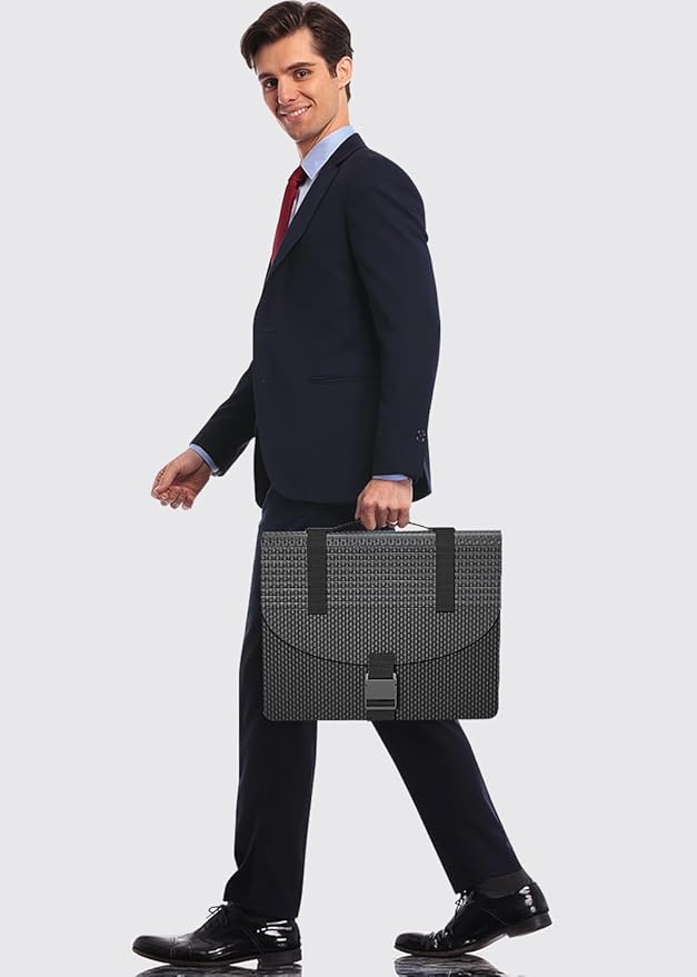 Accordion File Organizer/Expanding File Folders/Portable File Box,13 Pockets Accordian Filing Folder with Handle for Document Paper Receipt Bill Organizer,A4/Letter Size,Colored Tabs,Black Diamond