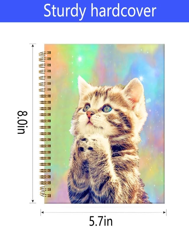Spiral Journal Notebook,A5 Hardcover Lined Journals for Women Girl 6 x 8.3 in,120 Pages Thick Paper,Cute College Ruled Writing Notebook for Gifts Office Work School(Cute Cats)