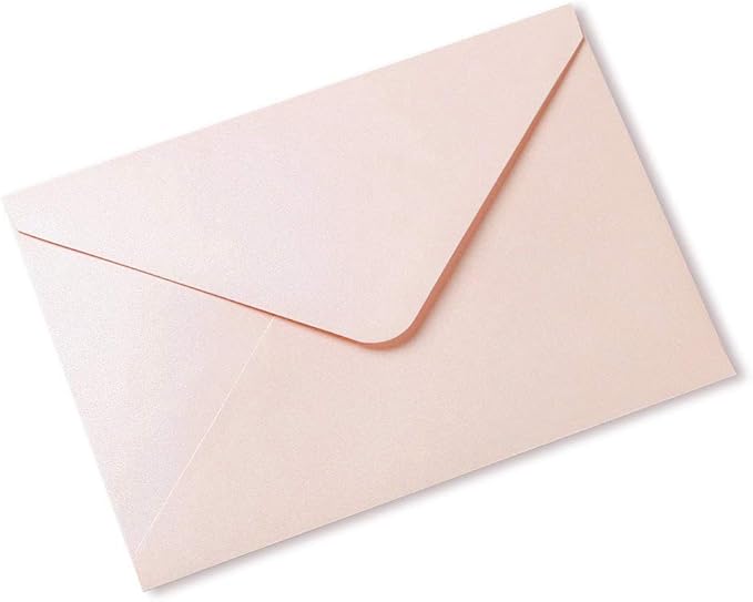 PONATIA 50 PCS/Pack A7 Envelopes, 5.25 x 7.48'' Sparkle Blush Pink Envelopes, Perfect for 5 x 7'' Wedding Invitation Cards, Graduation Invite, Acrylic Invitations, Photos