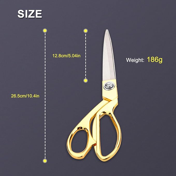 Ribbon Cutting Scissors 10.5" Stainless Steel Gold Scissors for Ribbon Cutting Ceremony Heavy Duty Fabric, Cardboard, Sewing & Tailoring