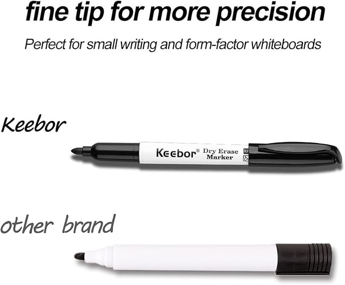 Fine Tip Dry Erase Markers, Black | Low-Odor | Non-Toxic, 16 Count White Board Dry Erase Markers, Office Supplies