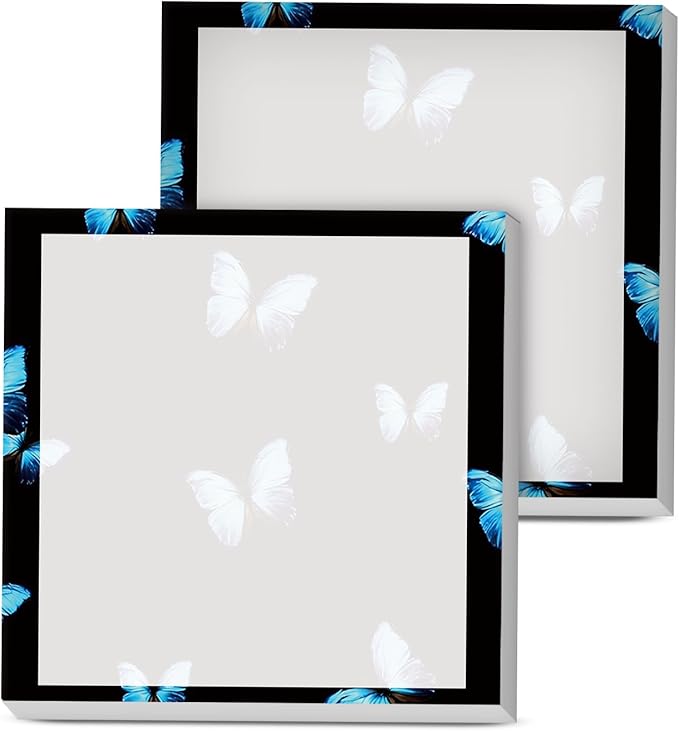 Sticky Notes, 2 Pads, 3x3 inches, Cute Colorful Fun Self-Stick Note Pads, Easy Post, Strong Adhesive Notepad Blue Glowing Butterflies