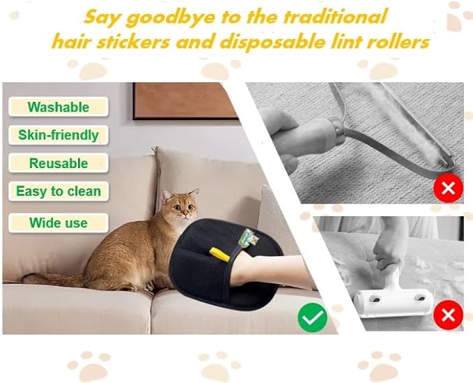 2 Packs Pet Hair Removal Tool for Cats & Dogs with Funny Cat Pins, 2025 Newly Reusable and Easy Cleaning Hair Remover, Electrostatic Pet Hair Remover for Laundry, Couch, Carpet, Car Seat