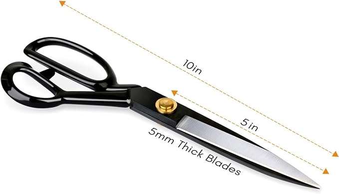 10 Inch Professional Fabric Scissors Heavy Duty Sewing Shears Sharp Leather Scissors High Carbon Steel Ergonomic Fabric Shears for Quilting, Sewing, Heavy Duty Cutting