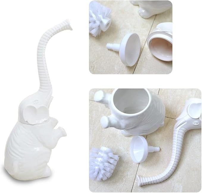 AORTULL Toilet Brush and Holder Set,Modern Ceramic Toilet Bowl Brush Holder,Cute Bathroom Decor, Non-Scratch Bristles, Space-Saving White Household Cleaning Tool for Bathtub