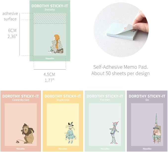 Monolike Dorothy Sticky-it - 5p Set Self-Adhesive Memo Pad 50 Sheets