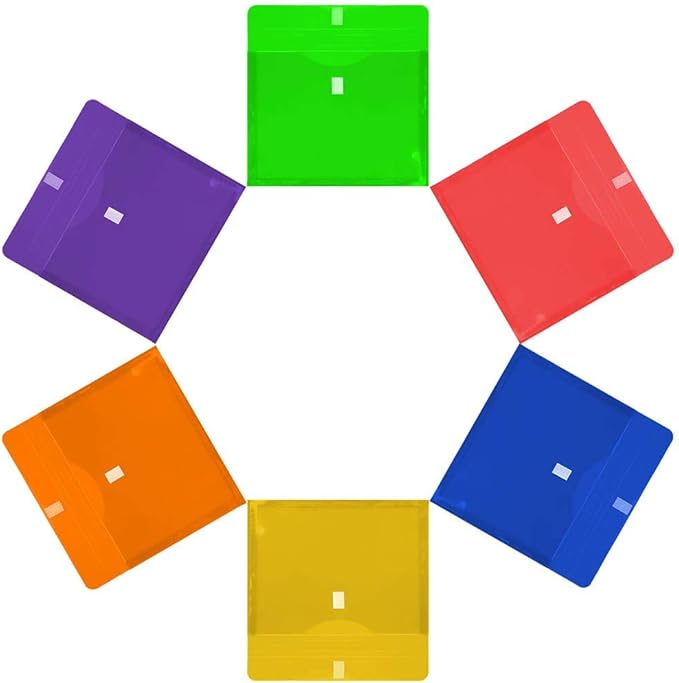 JAM PAPER Plastic Expansion Envelopes with Hook & Loop Closure - Letter Booklet - 9 3/4 x 13 with 1 Inch Expansion - Assorted Colors - 6/Pack