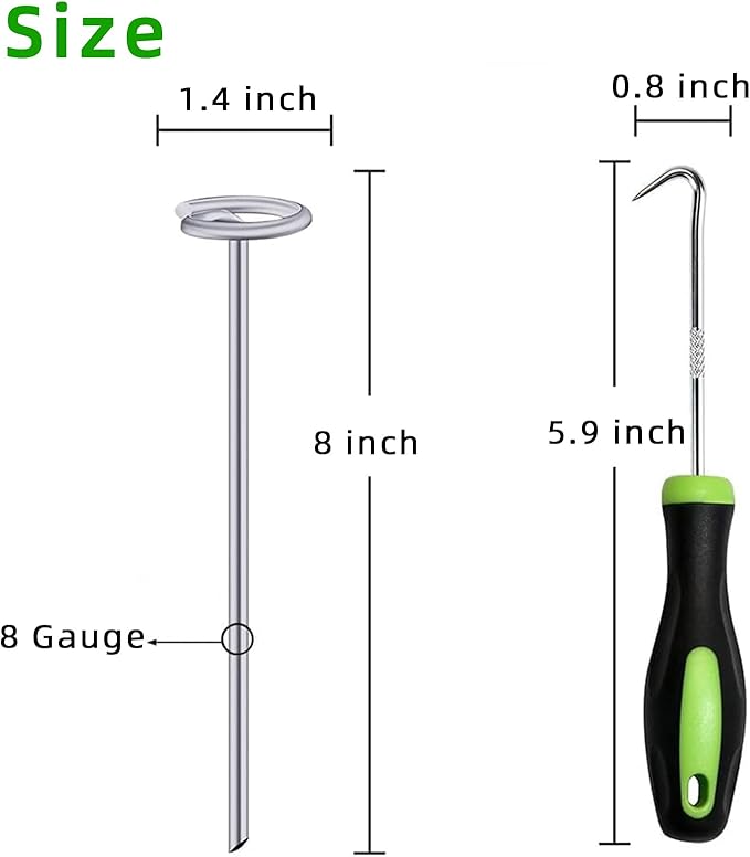 8 Inch Circle Top Landscape Staples, 200Pcs 8 Gauge Galvanized Steel Heavy Duty Gardn Stakes for Outdoor Gardening Weed Barrier Sod Fabric