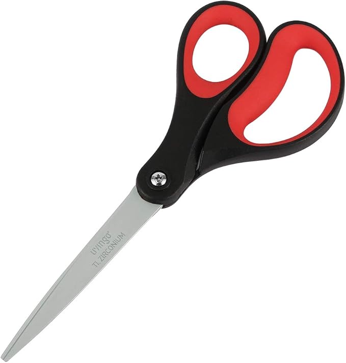 LIVINGO 8“ Scissors All Purpose 3-Pack, Titanium Ultra Sharp for Office Home School Sewing Fabric Craft Supplies, Premium Stainless Steel, Comfort Grip（Red/Black）