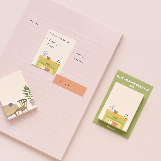 Monolike Cosy Kitchen Sticky-it - 5p Set Self-Adhesive Memo Pad 50 Sheets