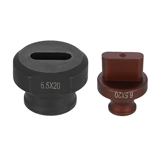 HARFINGTON Hydraulic Hole Punch Die 6.5x20mm Oval Hole 40Cr Steel Electric Punching Kit for MHP-20 JP-20 Electric Punching Machine, Burgundy & Black