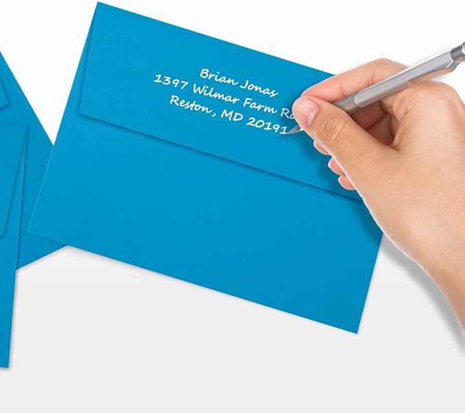 LUXPAPER A7 Invitation Envelopes for 5 x 7 Cards in 80 lb. Pool, Printable Envelopes for Invitations, w/Peel and Press Seal, 500 Pack, Envelope Size 5 1/4 x 7 1/4 (Blue)