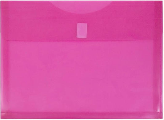 JAM PAPER Plastic Expansion Envelopes with Hook & Loop Closure - Letter Booklet - 9 3/4 x 13 with 1 Inch Expansion - Fuchsia Pink - 3/Pack