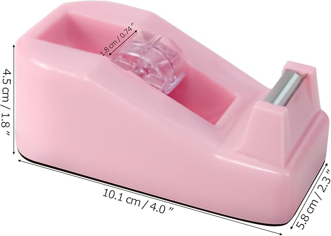 2Pcs Desktop Tape Dispenser Adhesive Roll Holder with Weighted Nonskid Base, Pink (Tape not Included)