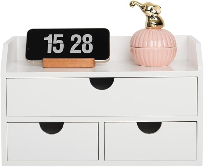 ZGZD Elegant Wooden Desk Organizer with 3 Drawers – Premium Tabletop Office Supplies Storage for Home & Office – Stylish, Space-Saving, Multi-Functional Desk Accessories