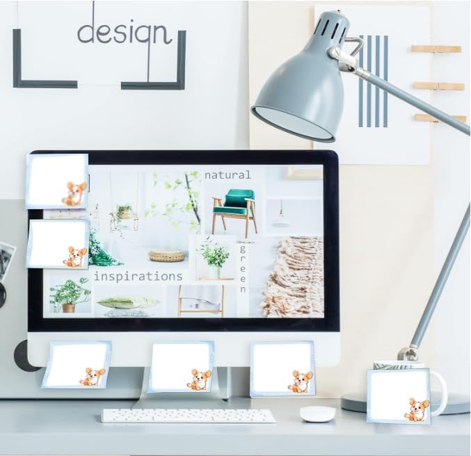 2 Pack Sticky Notes 3x3 Inches, Bright Cute Strong Sticking Power, Easy to Post for Home, Office, 80sheets/Pads, Cute Corgi