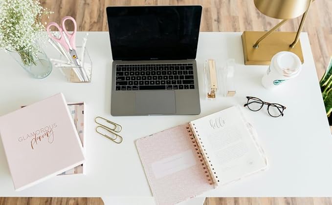 Gold Scissors, Stainless Steel Blade with Acrylic Handle, All Purpose Scissor for Office, School, Home, Fabric Shears, Tijeras (6.3" Pink)