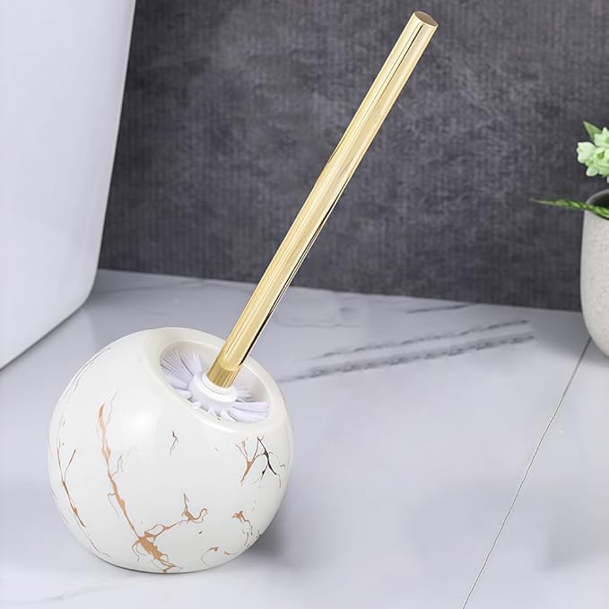 Toilet Brush and Holder Set - Toilet Bowl Brush and Holder with Sturdy Bristles Bathroom Accessories Toilet Cleaner Brush for Bathroom (White)