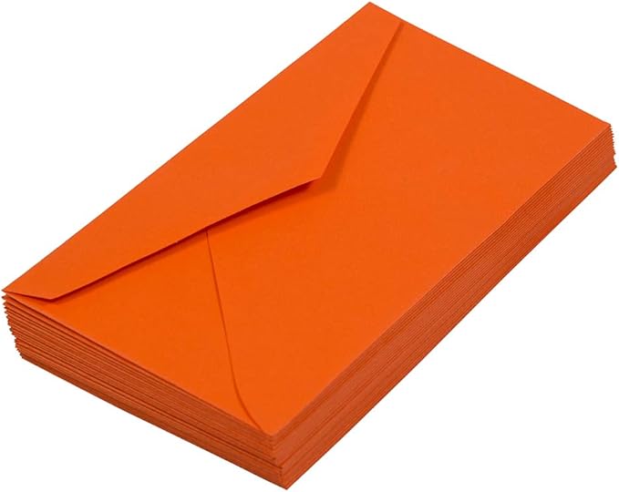 JAM PAPER Monarch Colored Envelopes - 3 7/8 x 7 1/2 - Orange Recycled - 100/Pack