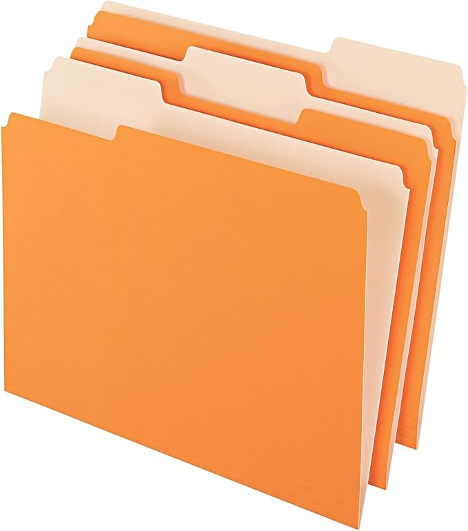 Pendaflex Two-Tone Color File Folders, Letter Size, Orange, 1/3 Cut, 100 per box (152 1/3 ORA)