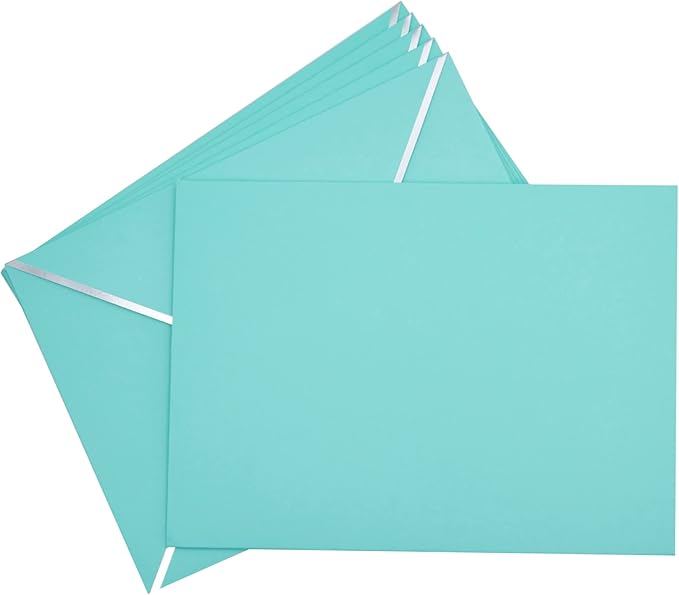 A7 Envelopes - V Flap Foil Border Luxury Mailing Envelopes for 5" x 7" Cards - for Wedding, Invitations, Baby Shower, Photos, Graduation, Birthday, Bridal Shower - 5.25" x 7.25" (Teal, 25 Pack)