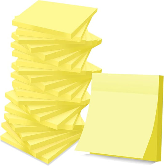 (24 Pack) Sticky Notes 3x3 in Yellow, Clean Removal, Recyclable, Self-Stick Pads, Easy to Post for Home, Office, Notebook