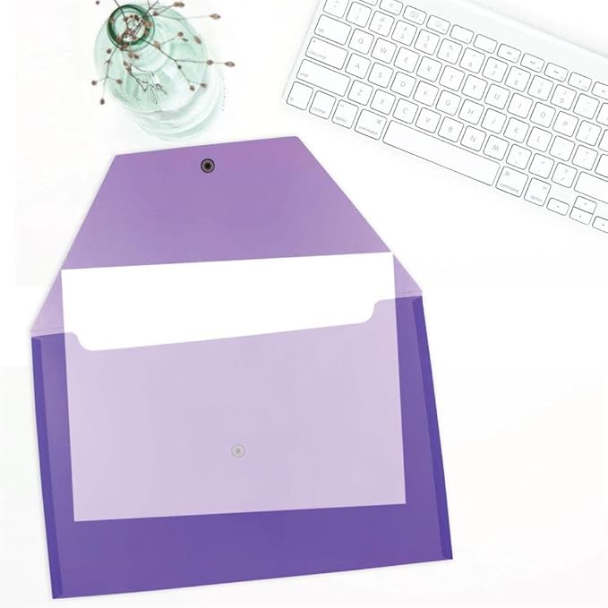 JAM PAPER Plastic Envelopes with Snap Closure - Legal Booklet - 9 3/4 x 14 1/2 - Purple - 3/Pack