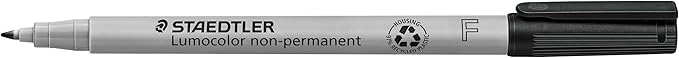 Staedtler Lumograph Non-Permanent Wet Erase Marker Pens, Fine Tip Refillable Colored Marker, Black, 315-9