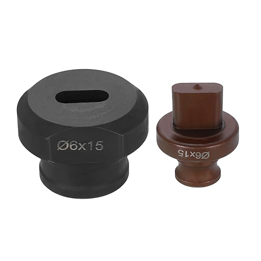 HARFINGTON Hydraulic Hole Punch Die 6x15mm Oval Hole 40Cr Steel Electric Punching Kit for MHP-20 JP-20 Electric Punching Machine, Burgundy & Black