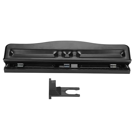 Akozon 3 Hole Adjustable Heavy-Duty Hole Punch, Black, Minimalist Style, Punctures Up to 10 Sheets, Metal Body, Iron Handle