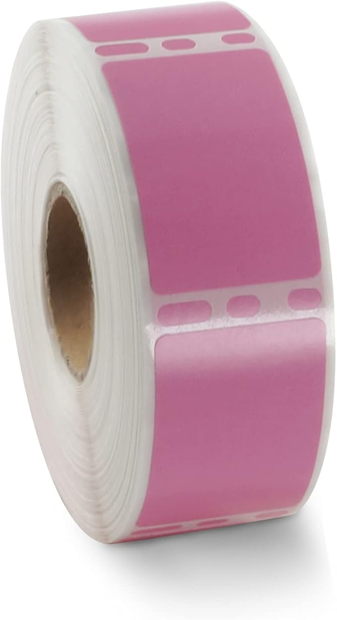 BETCKEY Colored Labels Compatible with Dymo 30347 (1" x 1-1/2") Book Spine Lables, Compatible for Dymo LabelWriter Thermal 450, 4XL & Zebra Desktop Printers [1 Roll, 750 Labels, Pink]
