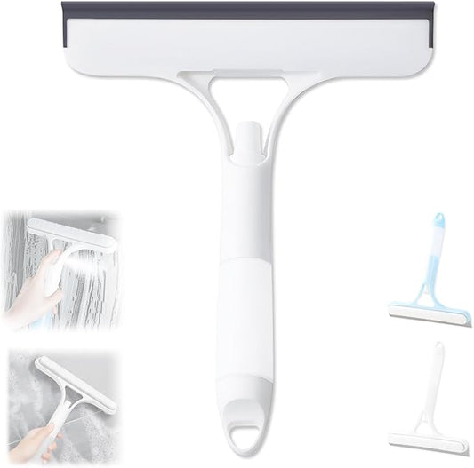 3 in 1 Window Cleaning Scraper, Cleaner Window Squeegee with Sprayer, Squeegee and Scrubber Spray Bottle Window Squeegee for Shower Glass, Mirrors, Car and Home,All-Purpose Window Cleaner Tool(White)