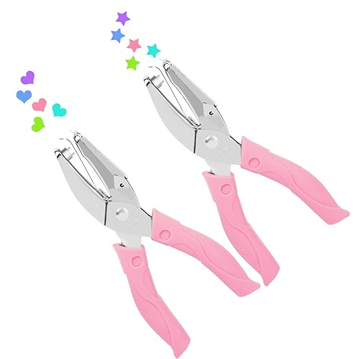 UCEC Heart+Star Hole Punchers, Hole Puncher Single, Handheld Paper Hole Punches, 1/4" Heart Star Hole Punch of School Supplies Metal Hole Punch Tool with Soft-Handled for Clothing Ticket DIY Craft