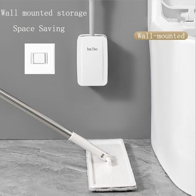 Removable Toilet Brush Set, Soft and Medium Bristles for Cleaning Hygienic Corners, Comes with Suction Cup Seamless Hooks, Grey