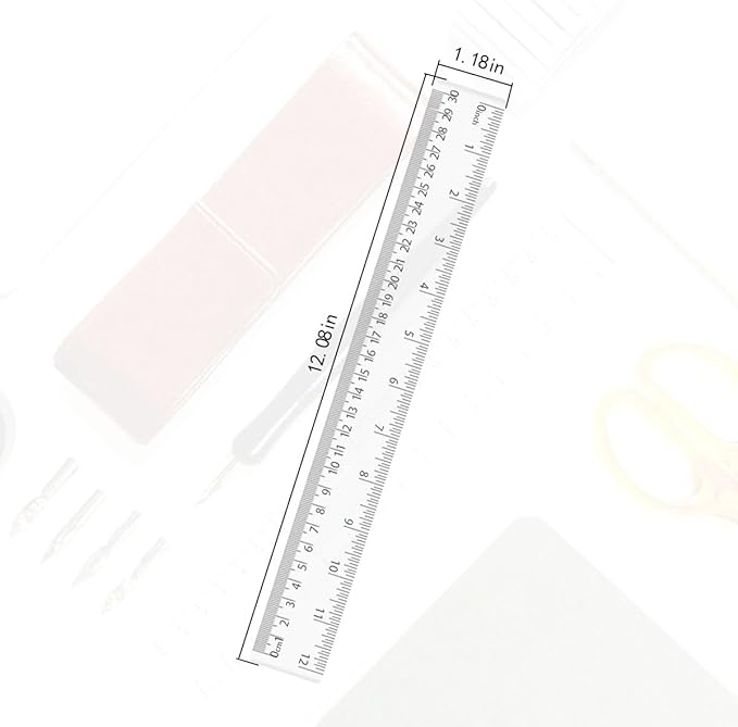 4 Pack Clear Plastic Straight Rulers, Clear Ruler Bulk, Transparent Ruler with Centimeters and Inches, for Class, Office (12 inch)