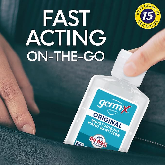 Germ-X Original Hand Sanitizer, 2 Fl Oz (Pack of 6), Less Drying Moisturizing Gel with Vitamin E, No Rinse Formula, Display Pack, Mini Travel Size for On-The-Go