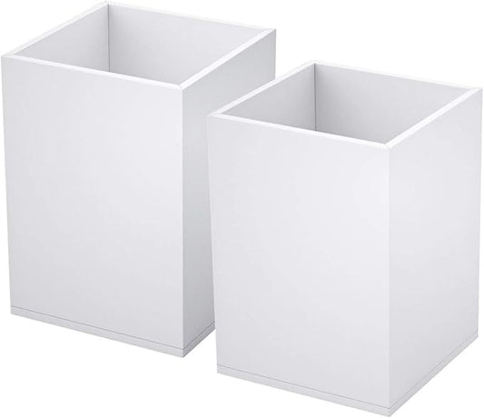 NIUBEE White Acrylic Pen Holder 2 Pack, Desktop Pencil Cup Stationery Organizer for Office Desk Accessory