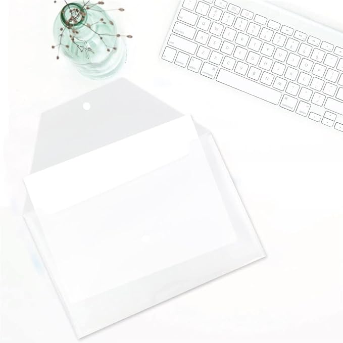 JAM PAPER Plastic Envelopes with Snap Closure - Legal Booklet - 9 3/4 x 14 1/2 - Clear - 12/Pack