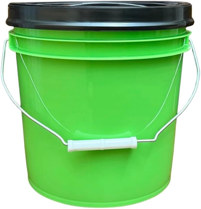 House Naturals 2 Gallon Food Grade - BPA Free Made in USA Buckets Lime Color pails with Screw On Gasket Lids (1, Lime - Black lids)