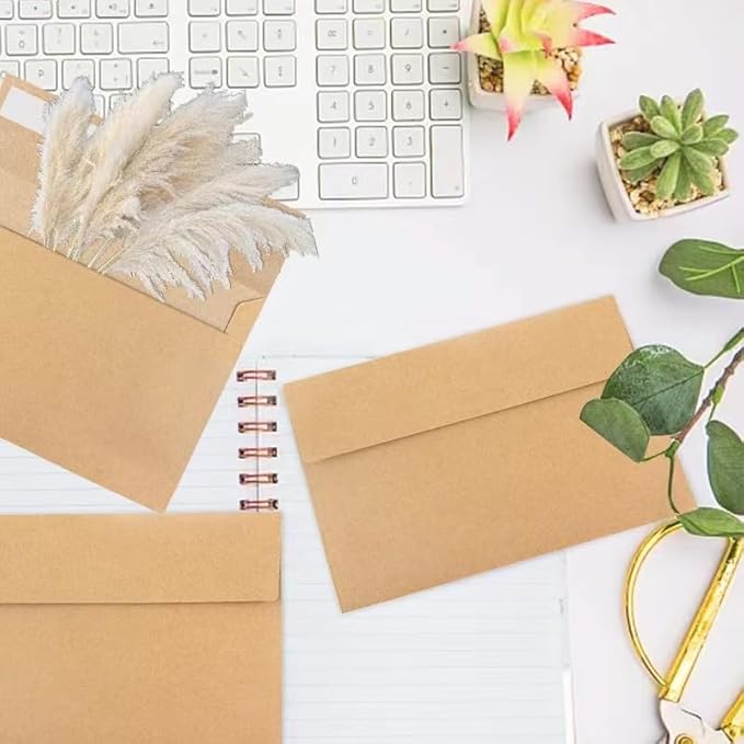 A7 Envelopes, 100 Packs 5x7 Envelopes for Kraft Paper Envelopes, Greeting Cards, Mailings, Printable Invite Envelope, Wedding, Party, Photos, Postcards, Standard Letter Size 5" x 7" Envelopes,