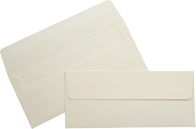 LUXPaper #10 Business Envelopes | Peel & Press | 4 1/8" x 9 1/2" | Natural Linen | 80lb. Text | 50 Qty