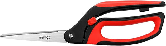 LIVINGO 10" Spring Action Fabric Scissors, Professional Sewing Scissors for Tailor Dressmaker, Spring Loaded Heavy Duty Shears for Fabric Crafting with Comfort Handle, All Purpose (Red/Black)